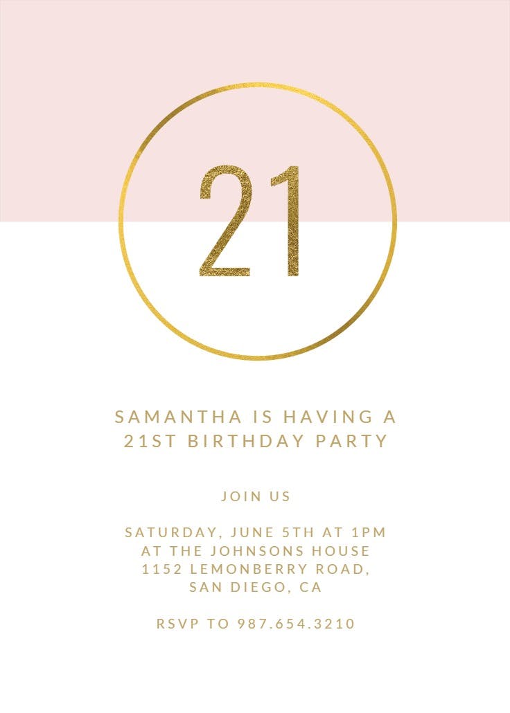 Golden ring 21 - birthday invitation