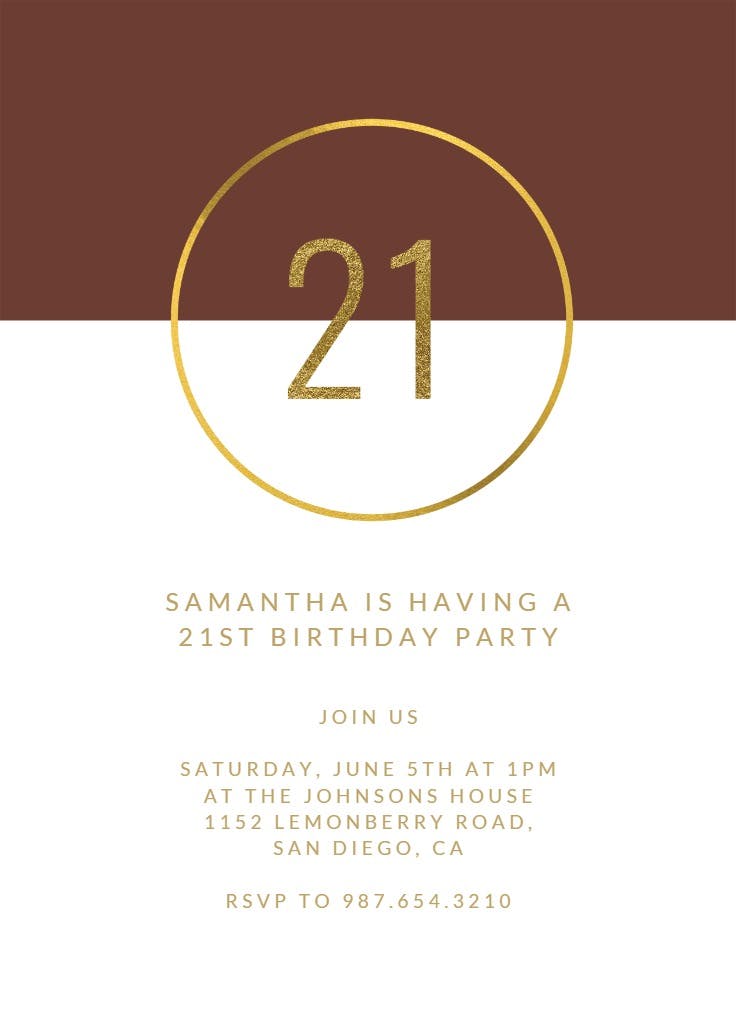 Golden ring 21 - birthday invitation