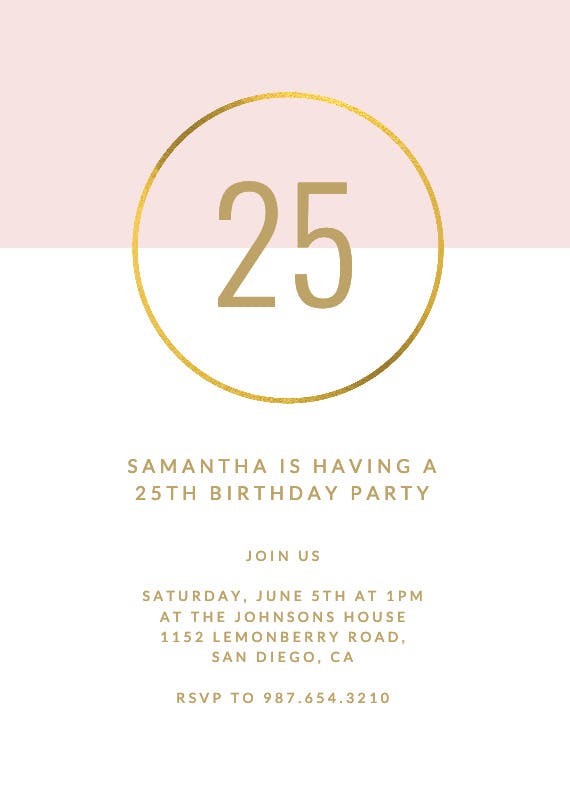 Golden ring 25 - printable party invitation
