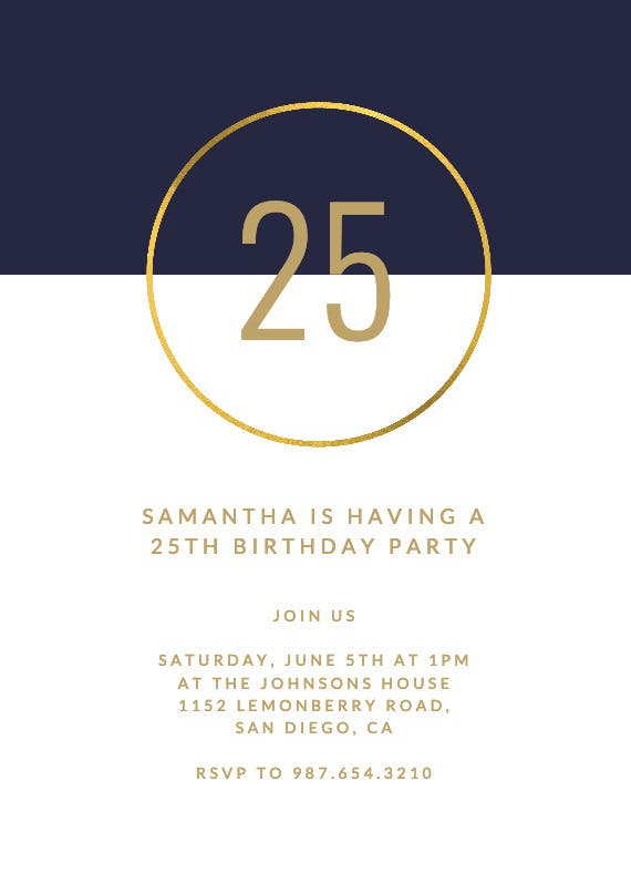 Golden ring 25 - printable party invitation