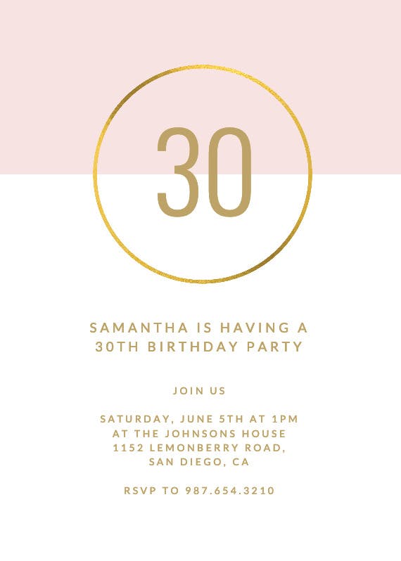 Golden Ring 30 - Birthday Invitation Template (Free) | Greetings Island