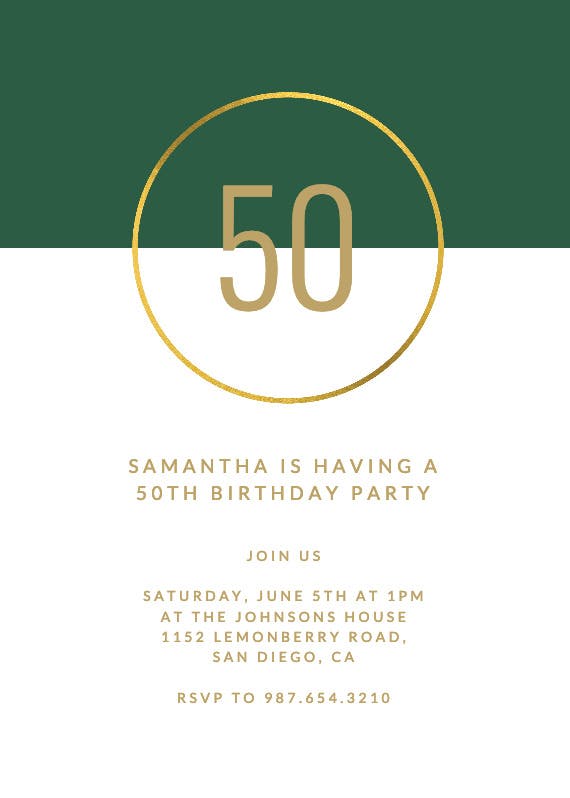 Golden ring 50 - birthday invitation