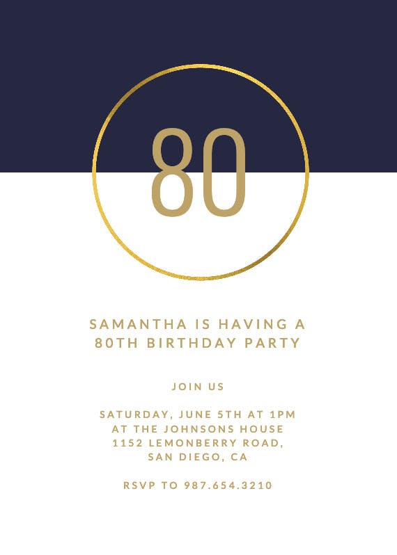 Golden ring 80 - birthday invitation