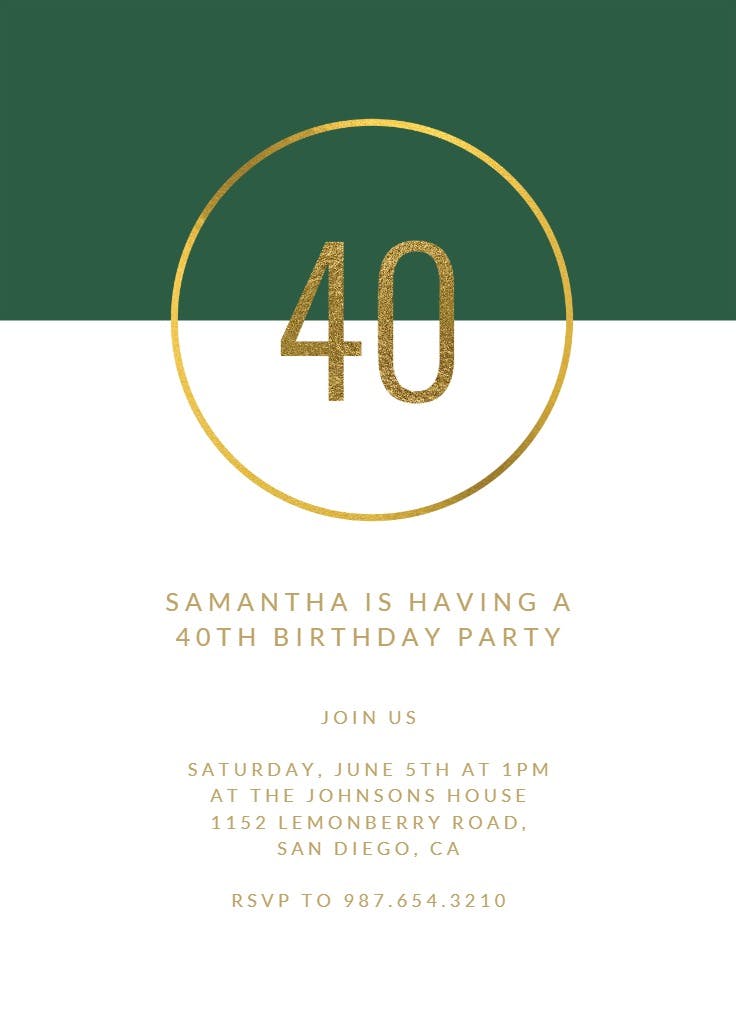 Golden ring 40 - birthday invitation