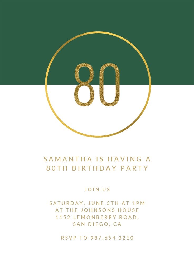 Golden ring 80 - birthday invitation