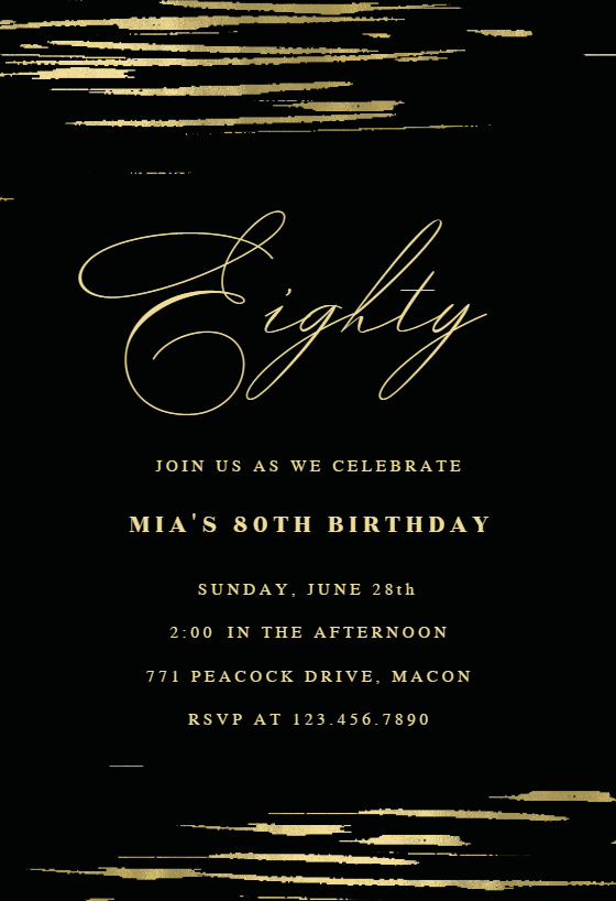 Minimal Confetti 80 Birthday Invitation Template Free Greetings