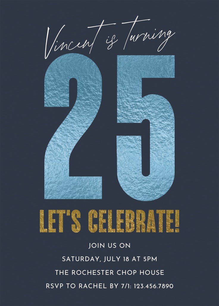 Golden times - invitación de cumpleaños