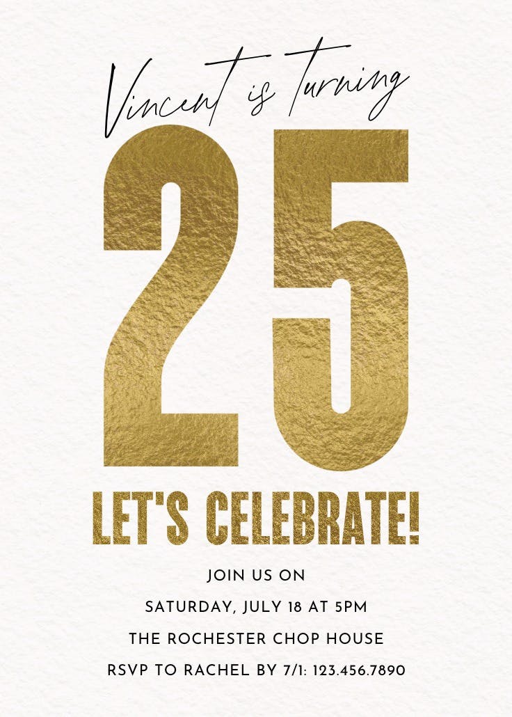 Golden times - invitación de cumpleaños