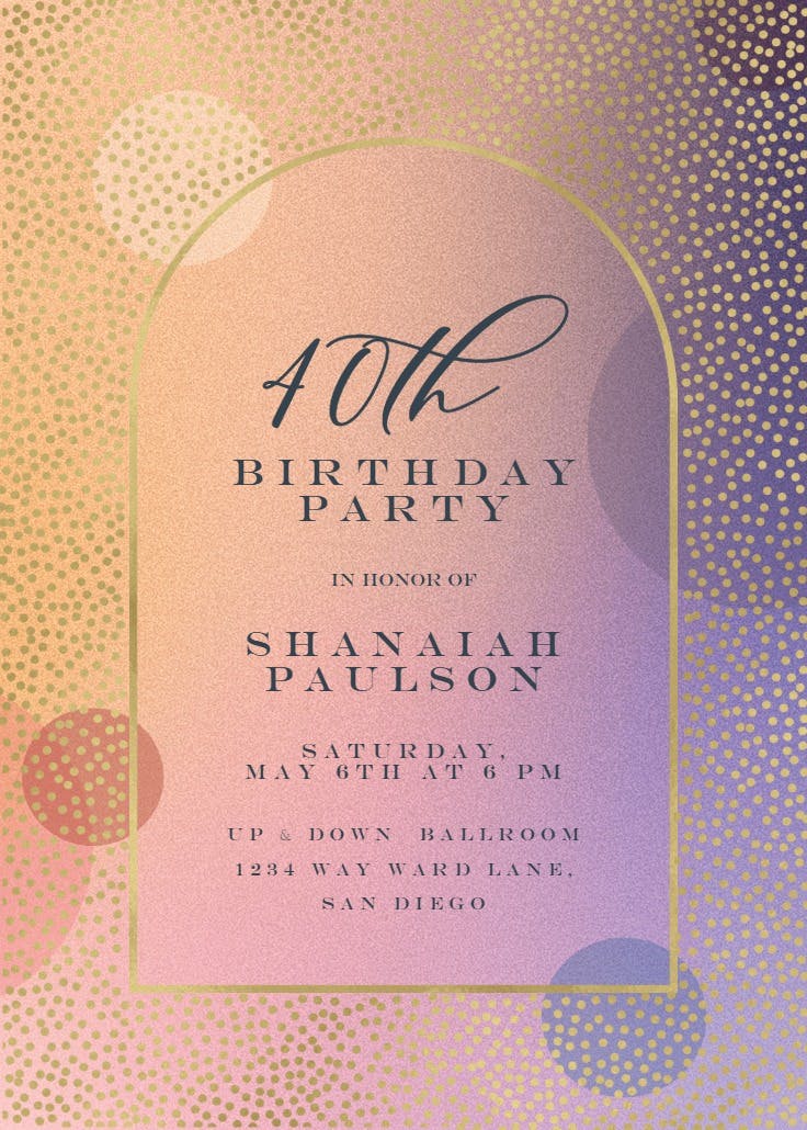 Gradient arched window - birthday invitation