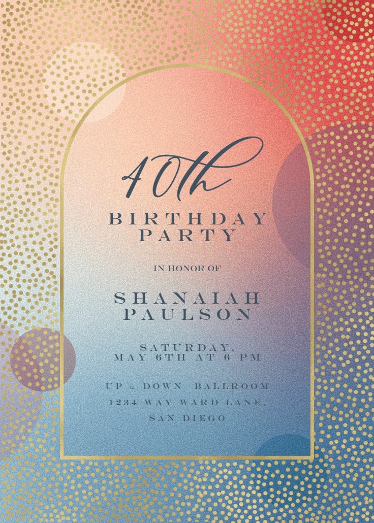 Gradient arched window - birthday invitation