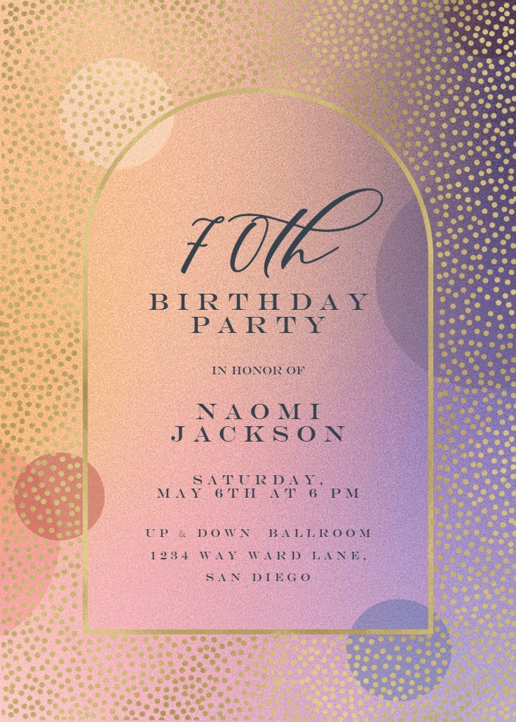 Gradient arched window - birthday invitation