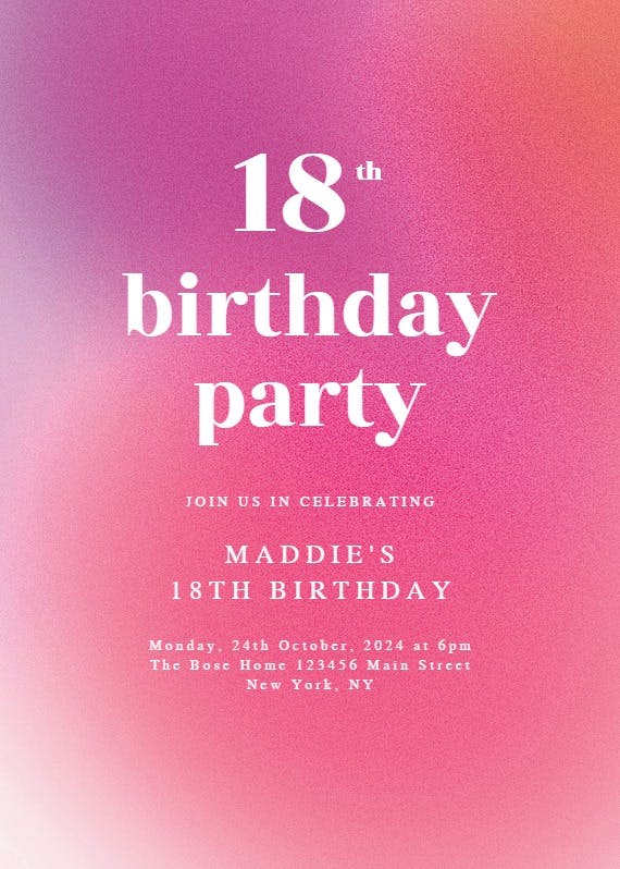 Gradient celebration - birthday invitation
