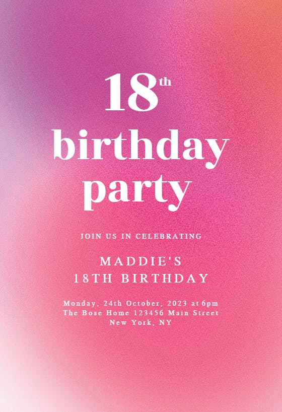 Gradient Celebration - Birthday Invitation Template (Free) | Greetings ...