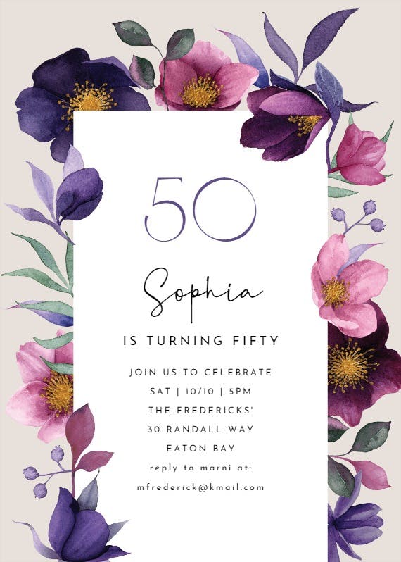 Growing joy at 50 - birthday invitation