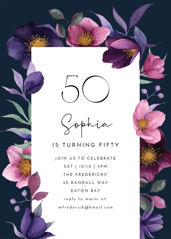 Growing joy at 50 - party invitation