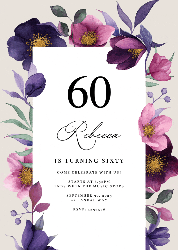 Growing joy at 60 - invitación de cumpleaños