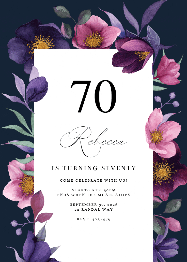 Growing joy at 70 - birthday invitation