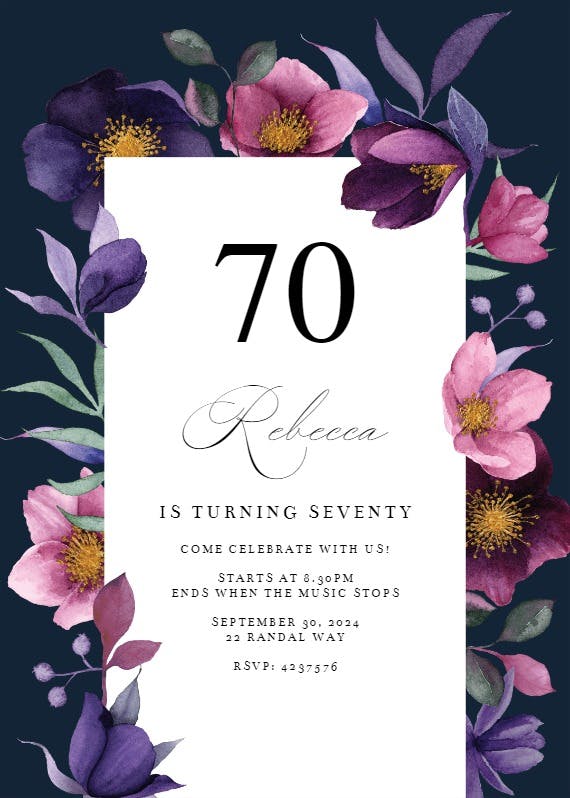 Growing joy at 70 - invitación de cumpleaños