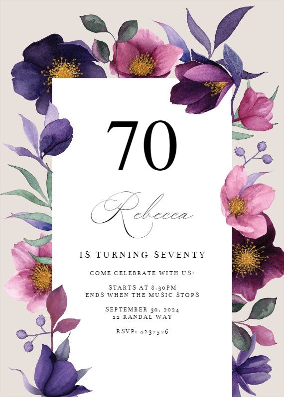 Growing joy at 70 - birthday invitation