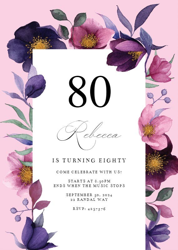 Growing joy at 80 -  invitación de cumpleaños