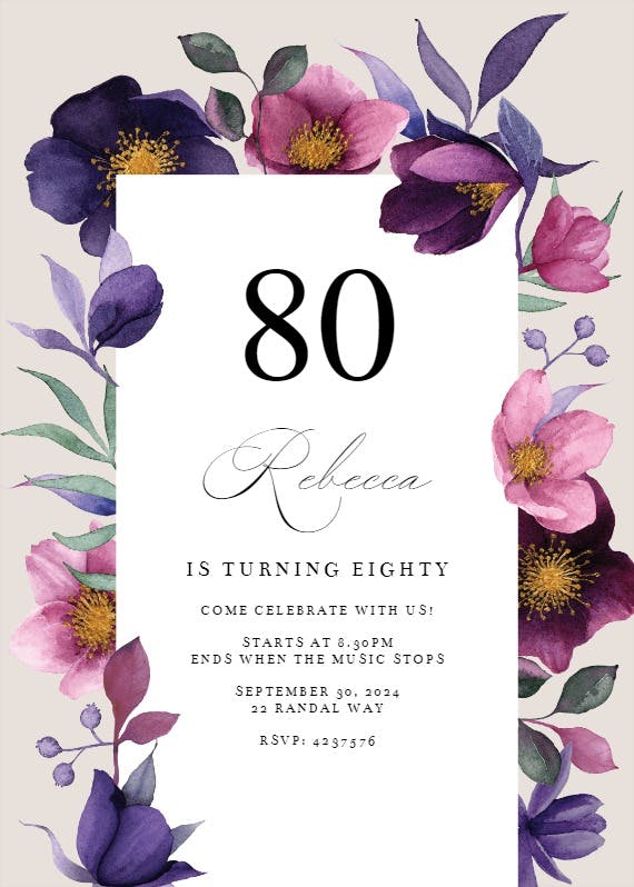 Growing joy at 80 - birthday invitation