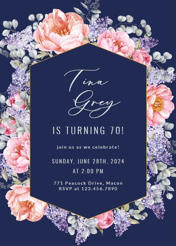 Growing love 70 - invitación de cumpleaños
