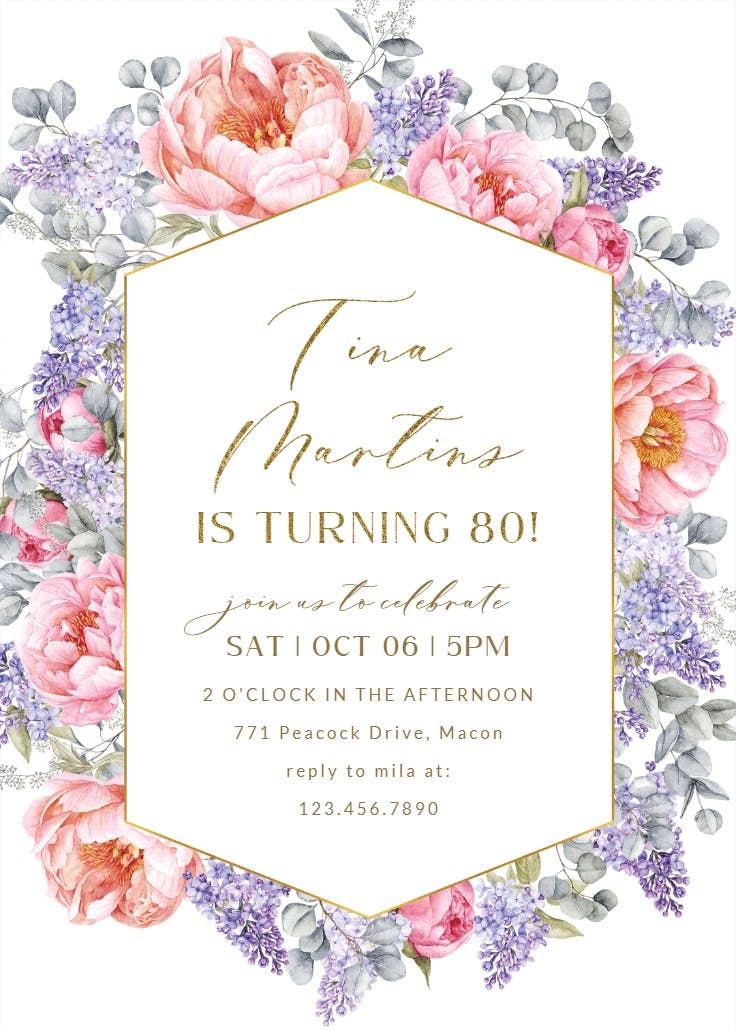 Growing love 80 - birthday invitation