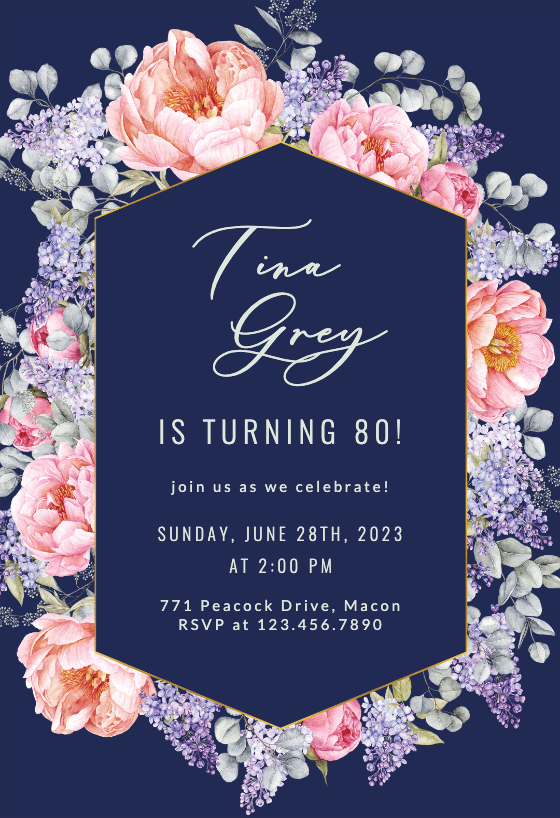 Growing Love 80 - Birthday Invitation Template | Greetings Island