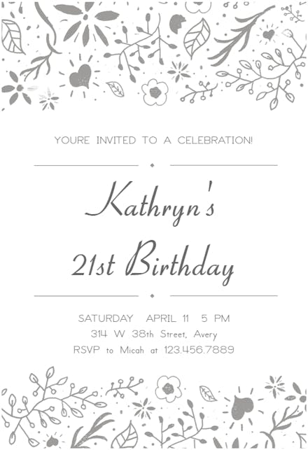 Hearts and Flowers - Invitación De Cumpleaños