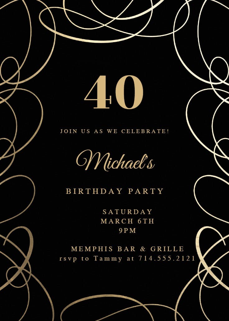 Intricate swirls - birthday invitation