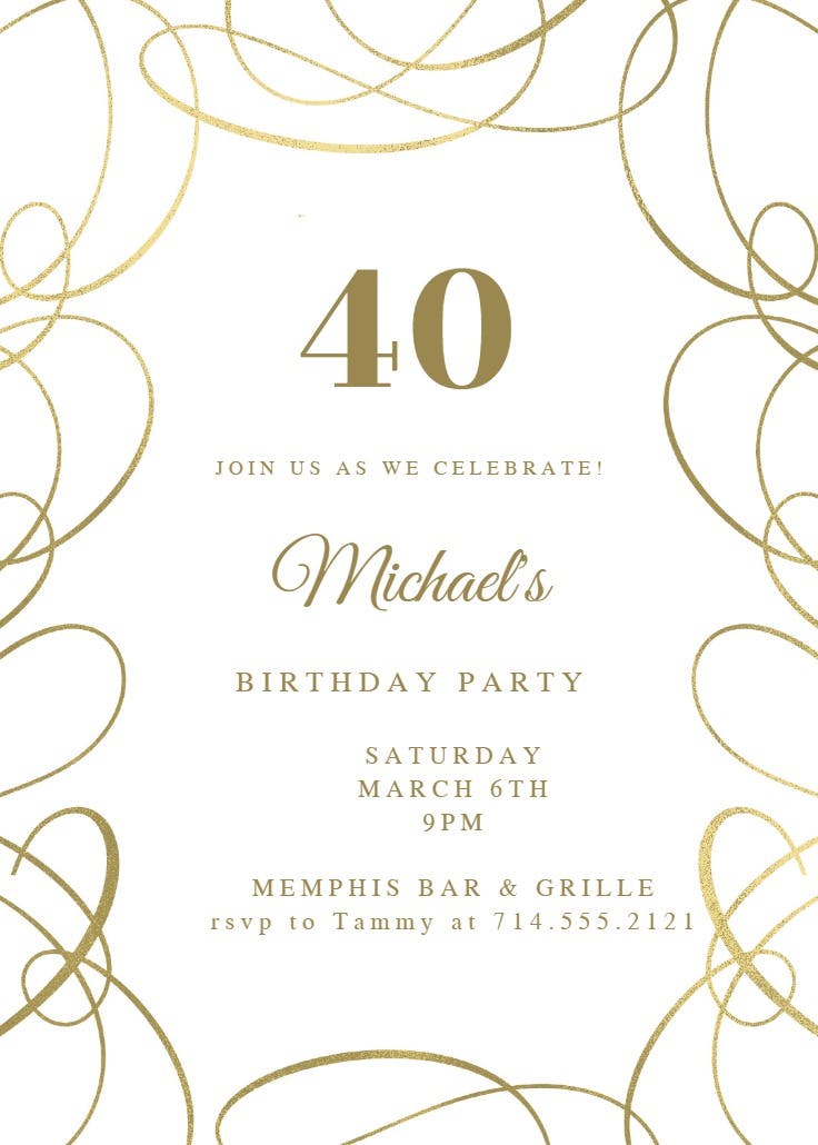 Intricate swirls - birthday invitation