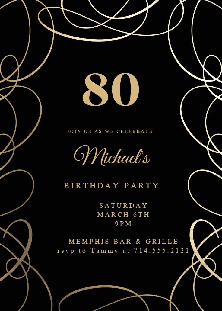 Intricate swirls - birthday invitation