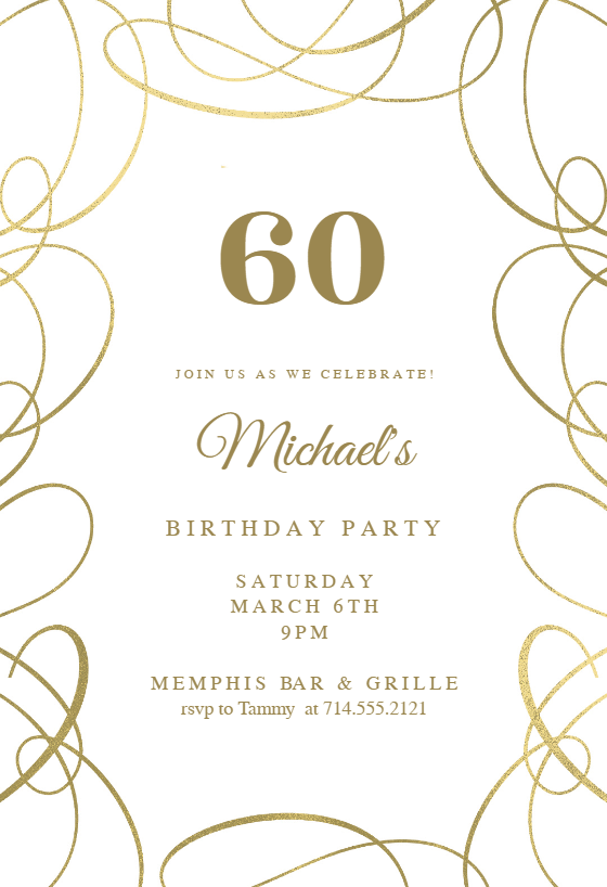 Gold Texture - Birthday Invitation Template | Greetings Island