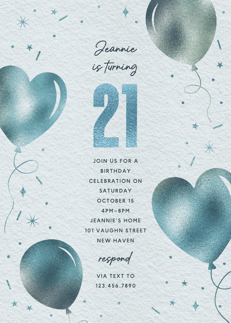 Iridescent balloons - birthday invitation