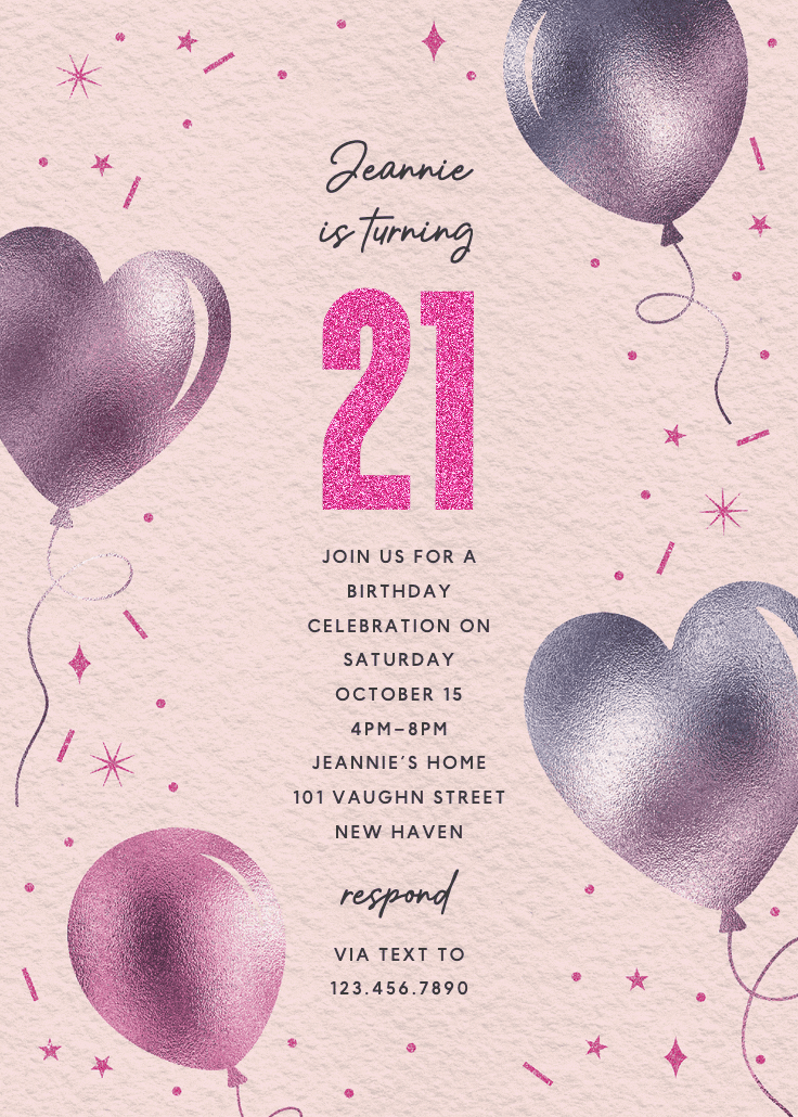 Iridescent balloons - birthday invitation