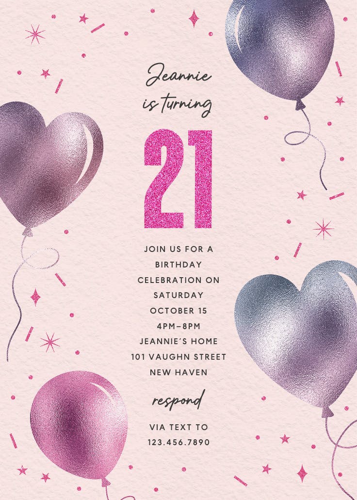 Iridescent balloons - birthday invitation