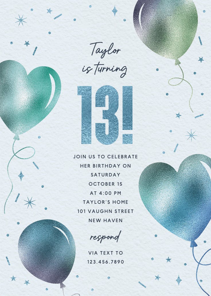 Iridescent balloons - invitación de cumpleaños
