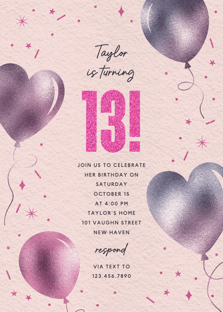 Iridescent balloons - birthday invitation