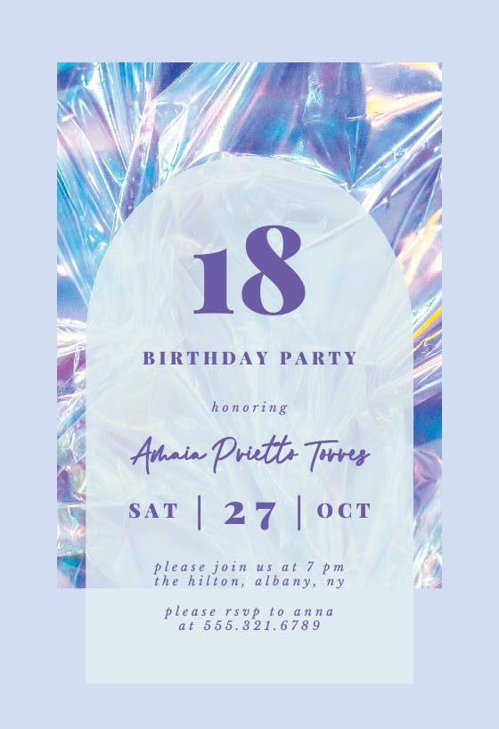 Iridescent foil - birthday invitation