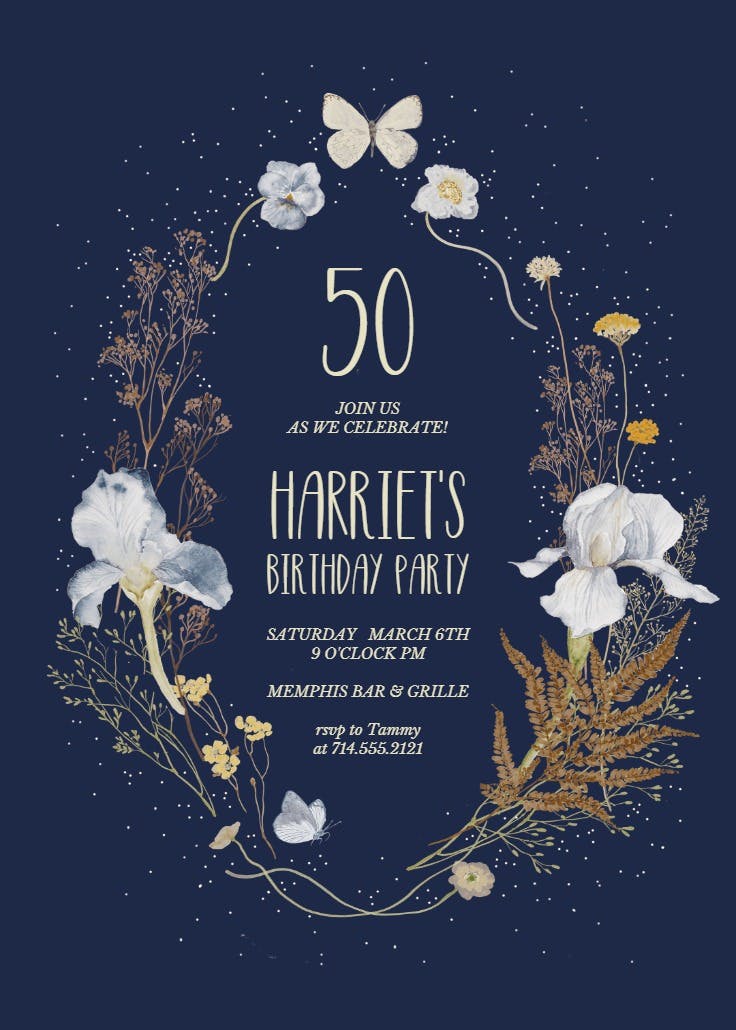 Iris wreath - invitación de cumpleaños