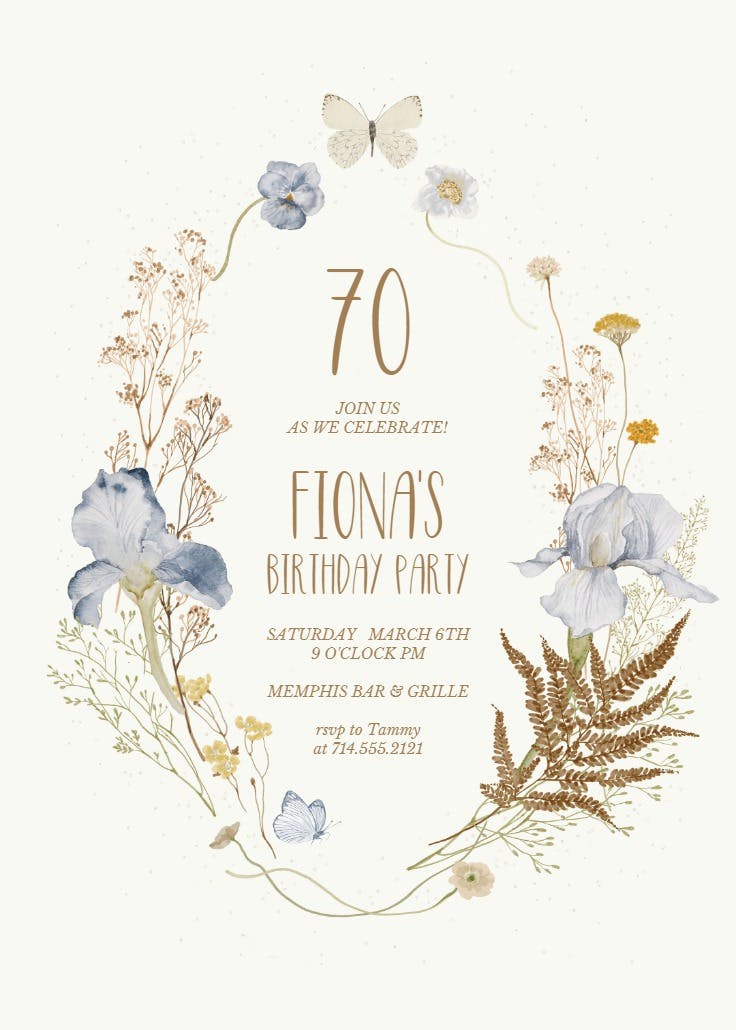 Iris wreath - invitación de cumpleaños