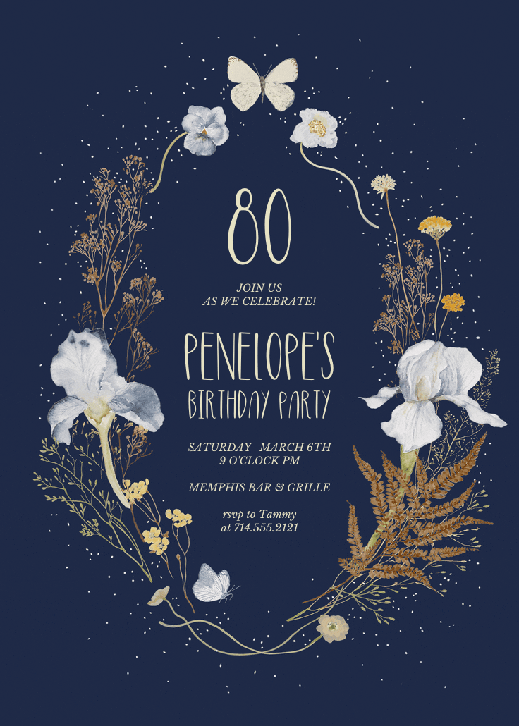 Iris wreath - birthday invitation