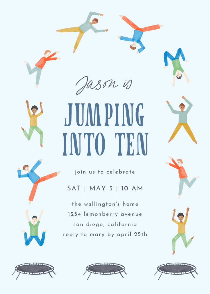 Jump birthday party - invitación de cumpleaños