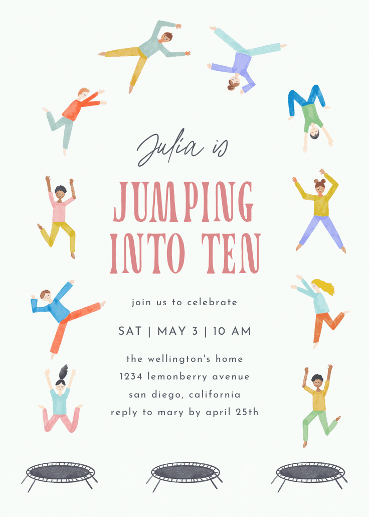 Jump birthday party - invitación de cumpleaños