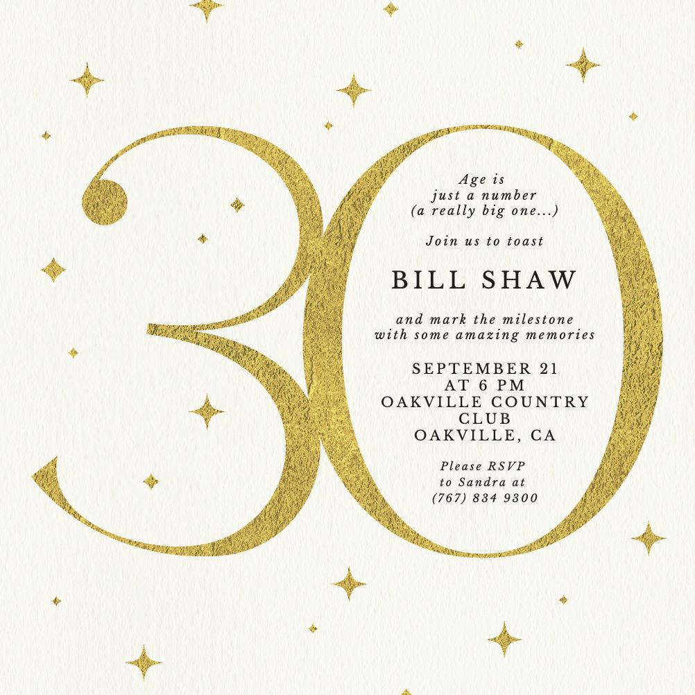 Just a number 30 - birthday invitation