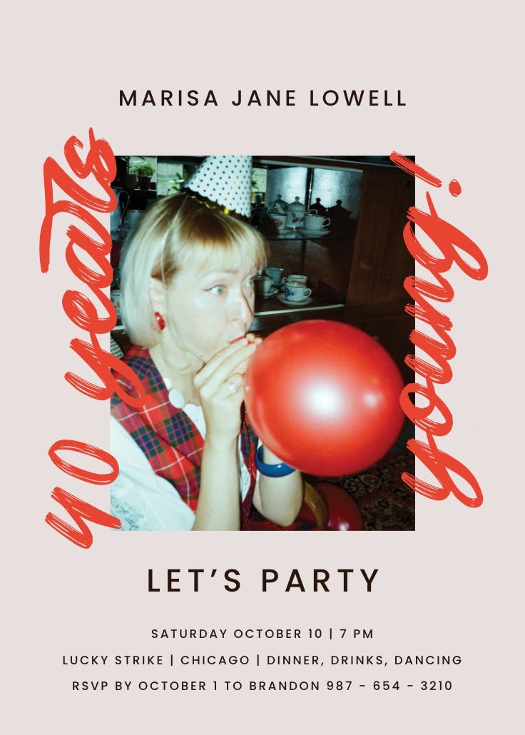 Just a number - invitación de fiesta