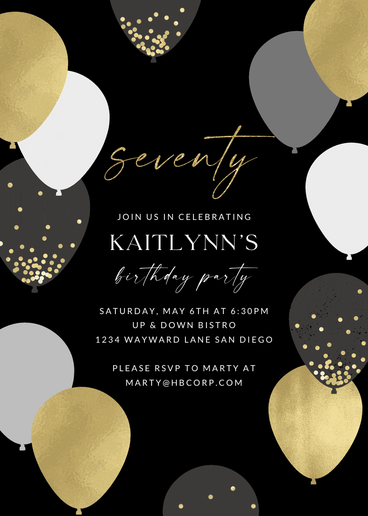 Luxe balloons - invitación de cumpleaños