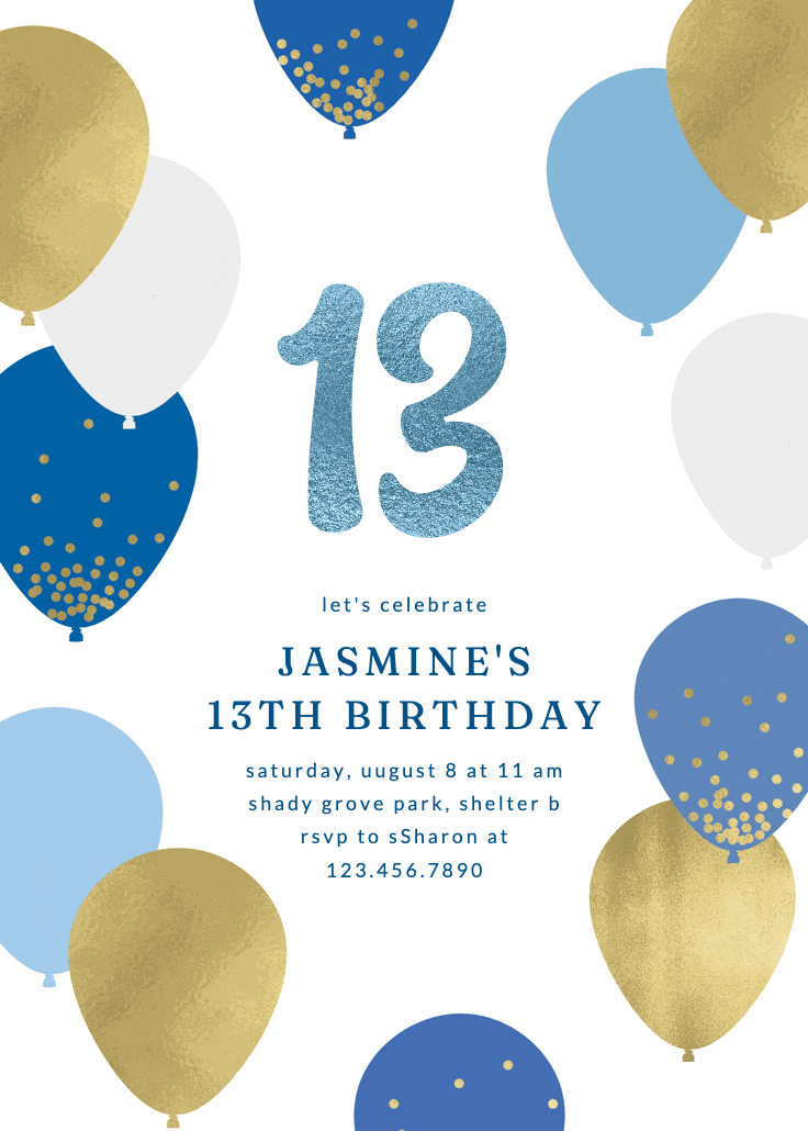 Luxe balloons - birthday invitation