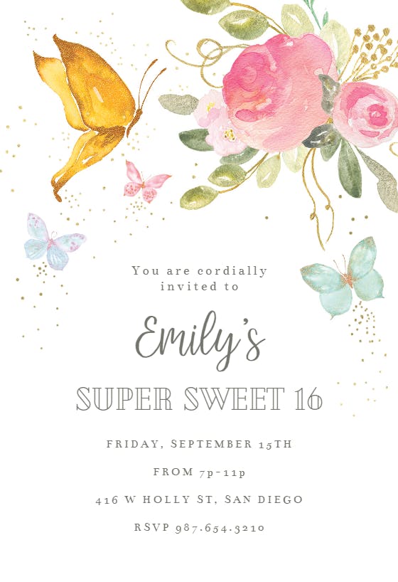Magical butterflies - birthday invitation