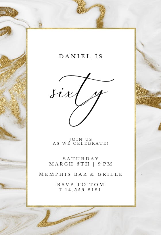 Marble frame - birthday invitation